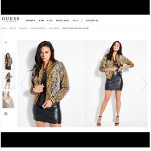 New GUESS baroque Rae bomber jacket, color: medallion snake gold, women’s small